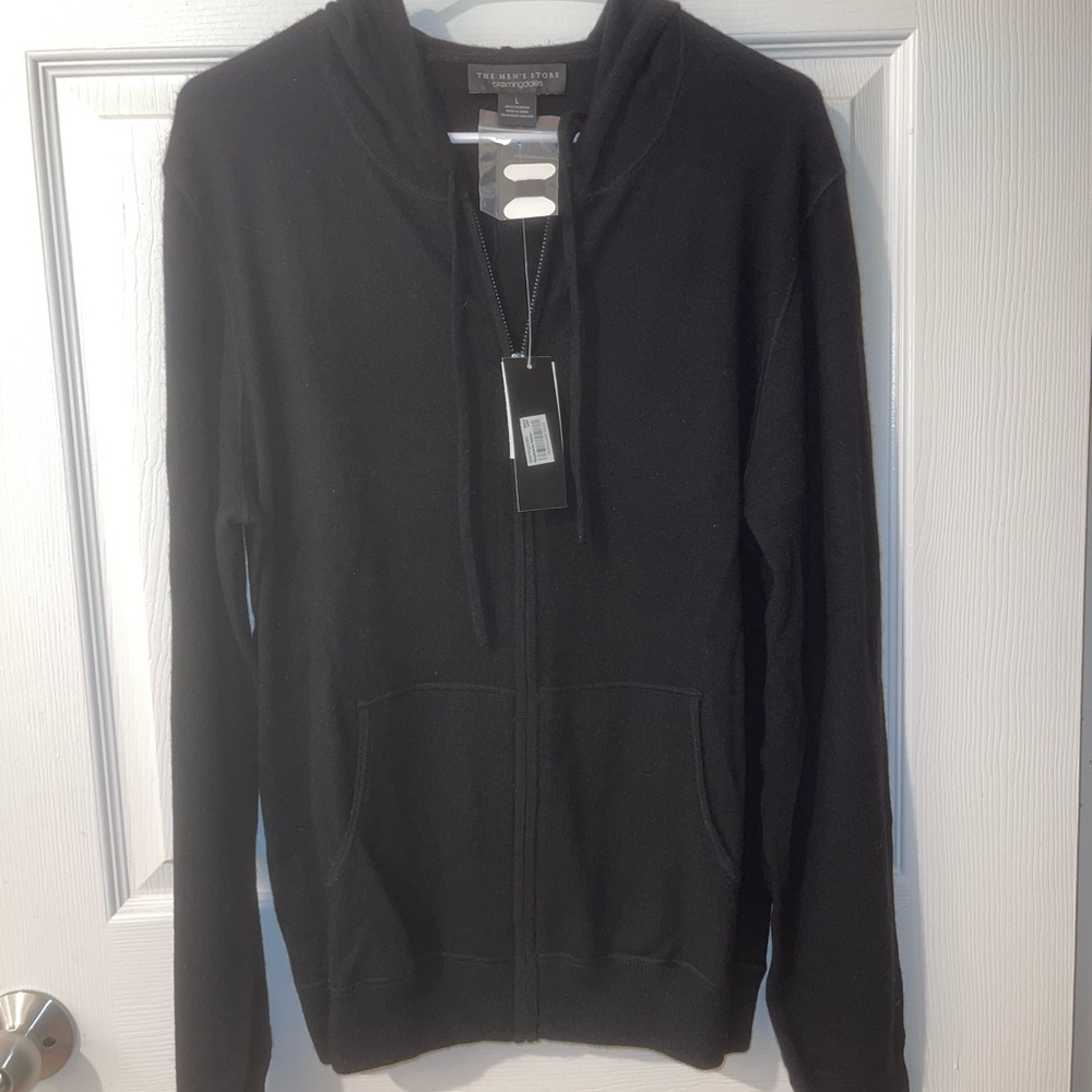 100% Cashmere NWT - The Men's Store Black Zip-Up Sweater